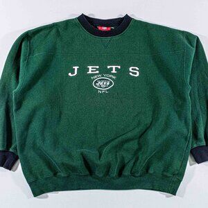 Vintage NY Jets Sweatshirt XXL 2XL Embroidered Logo NFL Streetwear Baggy Y2K